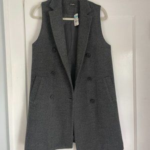 J. McLaughlin Nova Vest Gray Striped Double Breasted Sleeveless